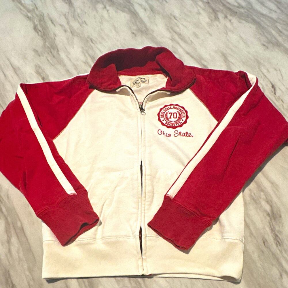 Vintage Banner Supply Co. Ohio State Buckeyes Red/White Full Zip Jacket Size S